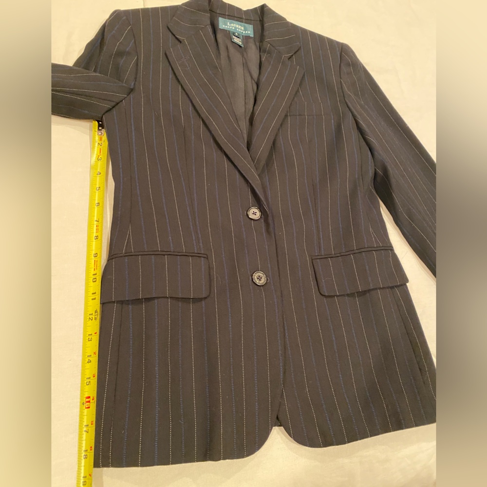 Lauren Ralf Lauren black with blue grey stripes blazer S 6 - Picture 3 of 10